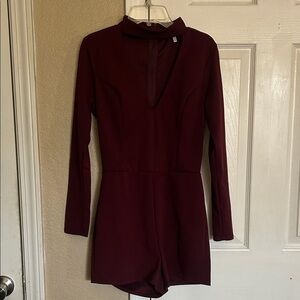 Charlotte Russe Burgundy Long Sleeve Romper